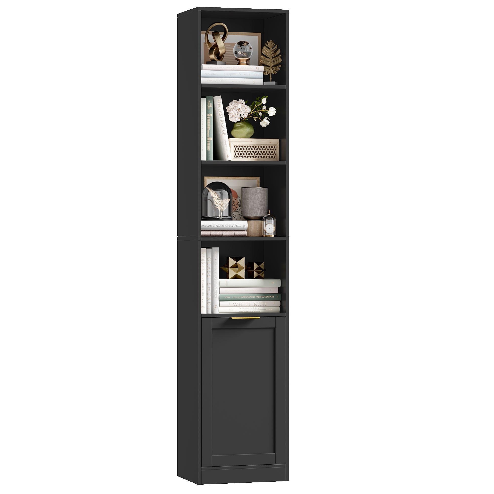 Hiphuta 73.5" Tall Bathroom Storage Cabinets with Adjustable Shelves, 6-Tier Narrow Cabinet, Bathroom Storage Tower for Small Spaces, Black