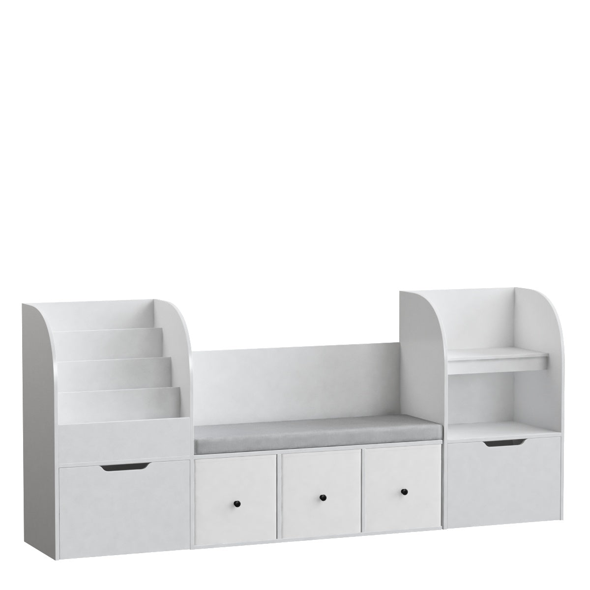 Hiphuta Kid Bookcase with Reading Nook, Wooden Toy Storage Organizer & Book Rack for Kid Room, White