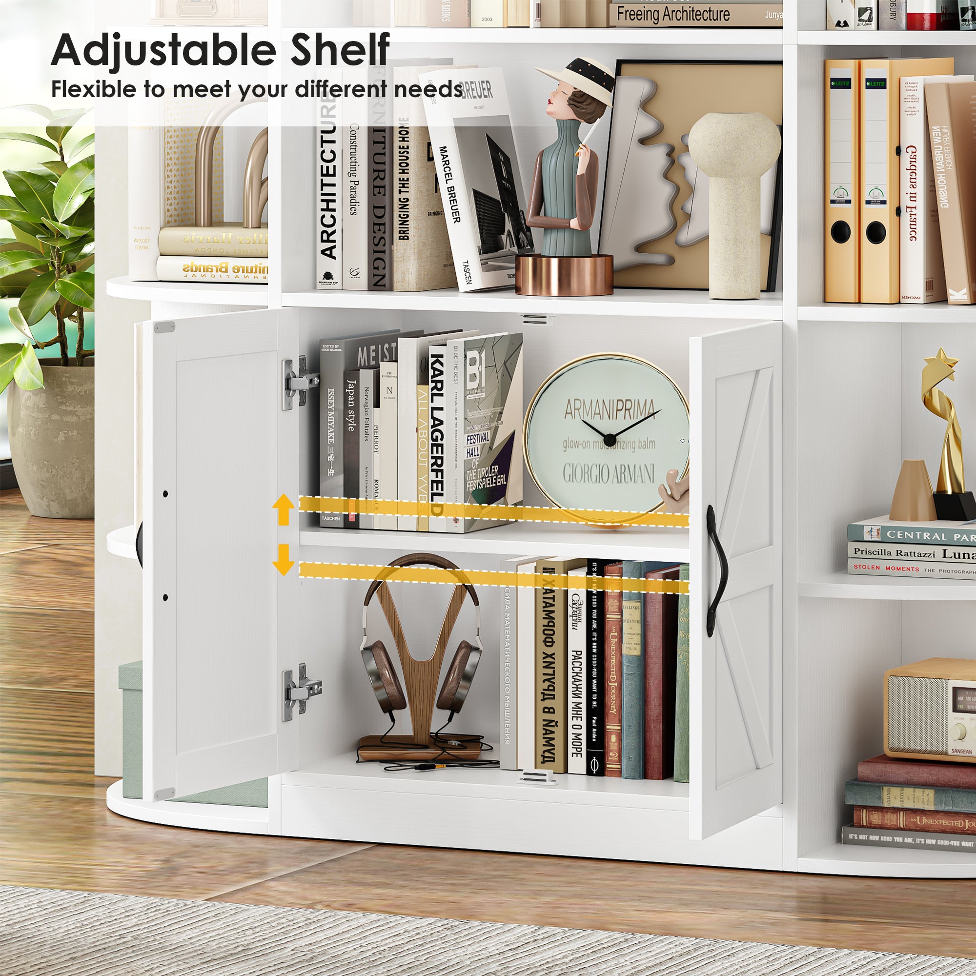 Homfa 74.8Tall Bookcases with Cabinet, Extra Large 6-Tier Wooden Bookshelf for Living Room, Display Bookshelf for Home Office, White