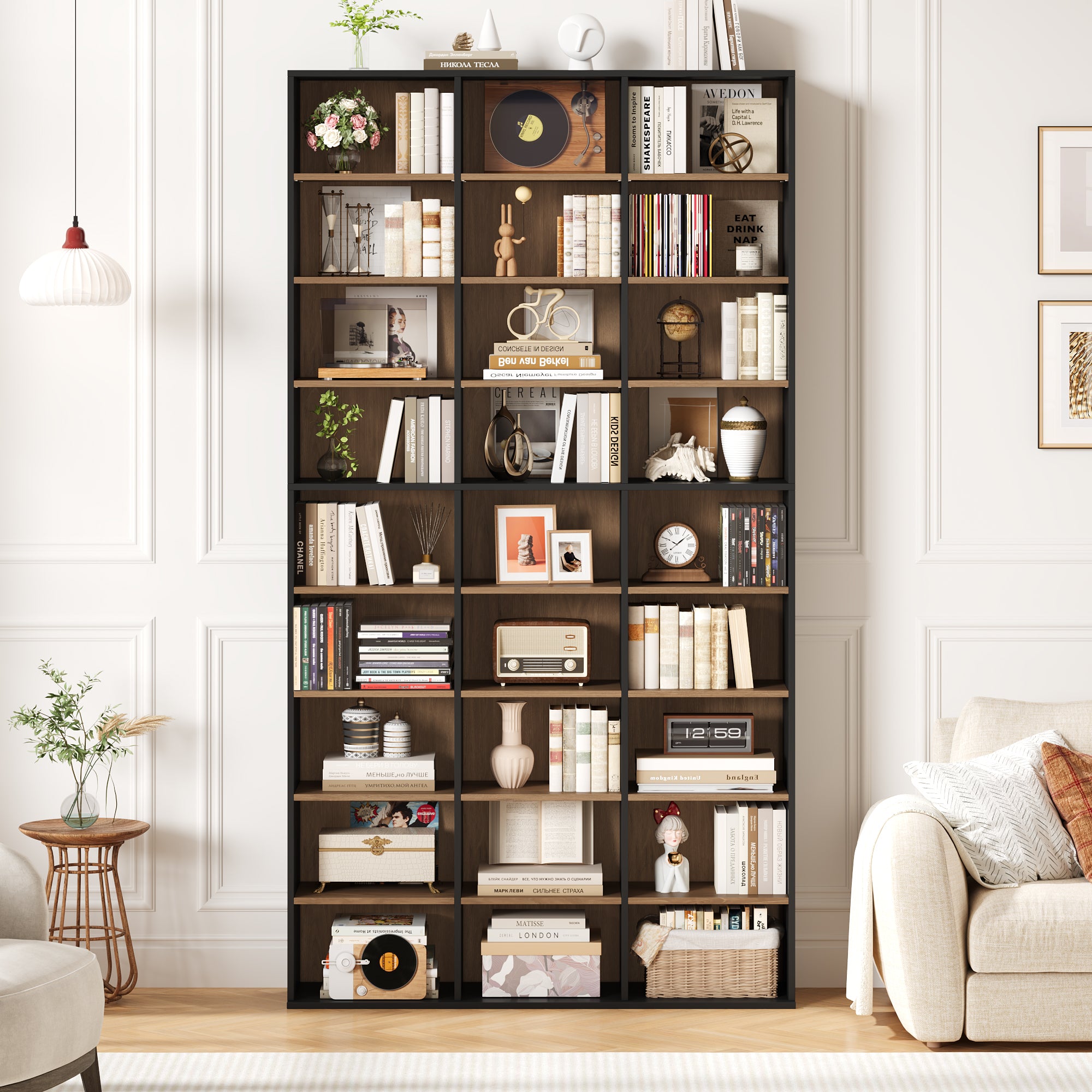 https://www.walmart.com/ip/Hiphuta-27-Cube-9-Tier-Bookcase-75-Tall-Triple-Wide-CD-Media-Storage-Organizer-with-15-Adjustable-Shelves-Freestanding-Display-Shelf-White/20350859792