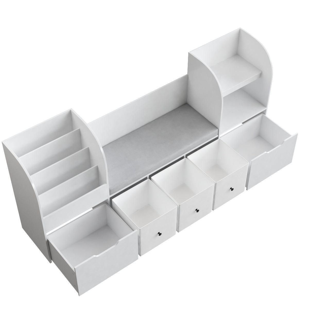 Hiphuta Kid Bookcase with Reading Nook, Wooden Toy Storage Organizer & Book Rack for Kid Room, White