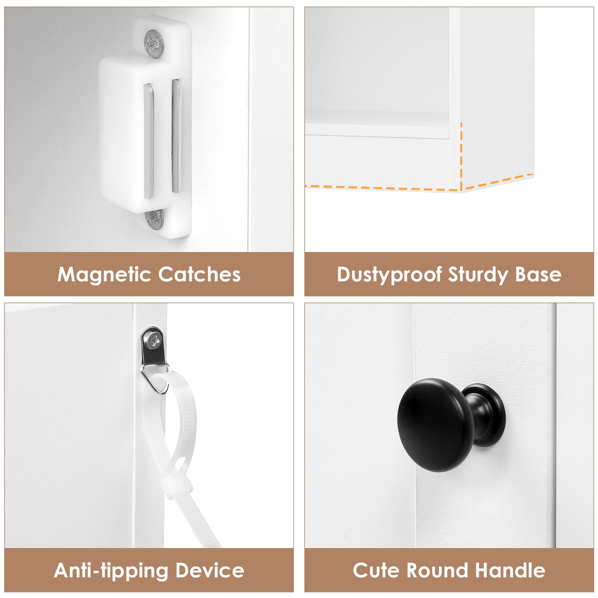 Hiphuta Kids Toy Organizer, Wood Toy Cabinet of 8 Compartments & 6 Movable Bins, White Bookshelf for Kids Bedroom