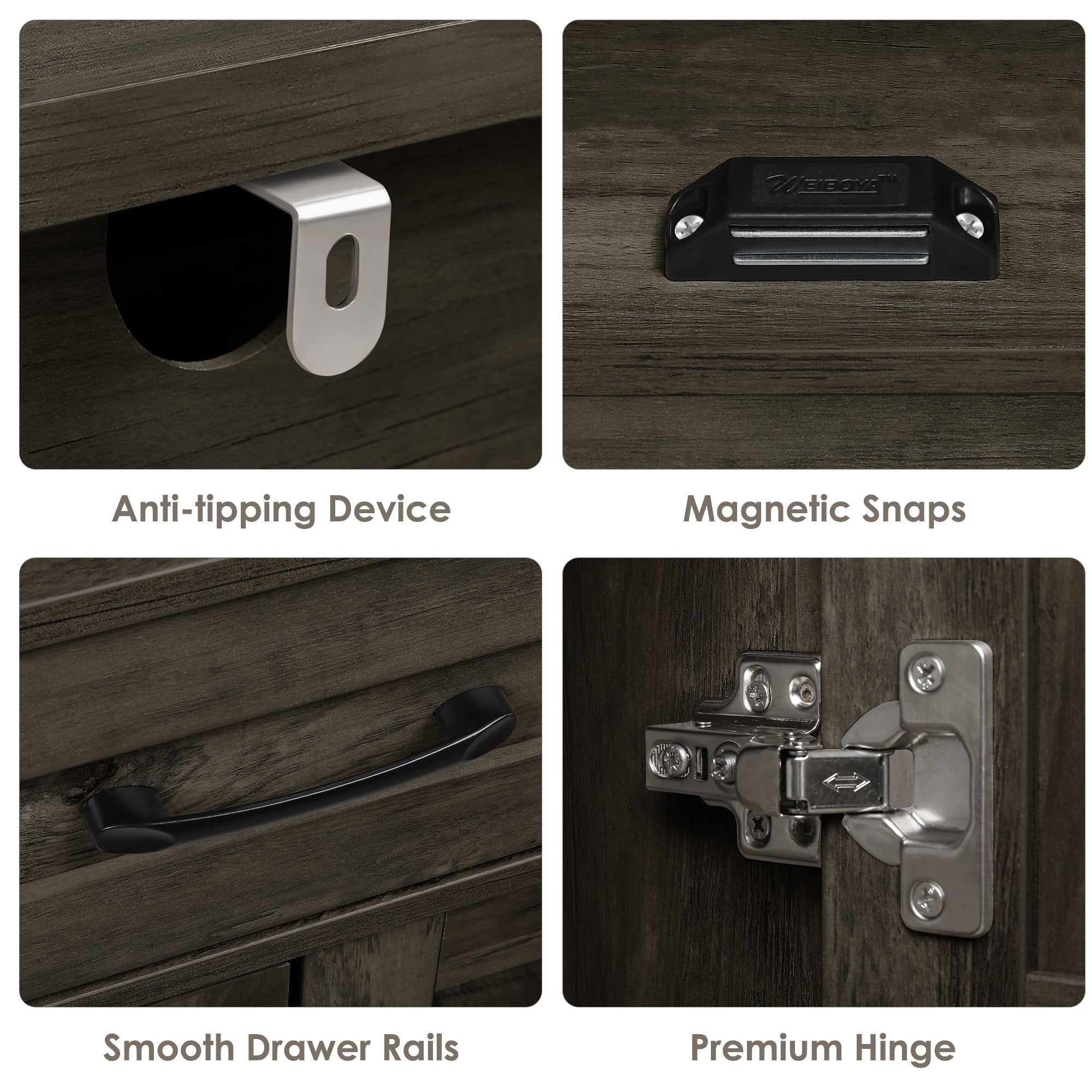 Hiphuta 6-tier Bookcase with Drawers & Doors, 71" Tall Bookcases, Wooden Storage Bookshelf for Living Room Home Office, Dark Brown