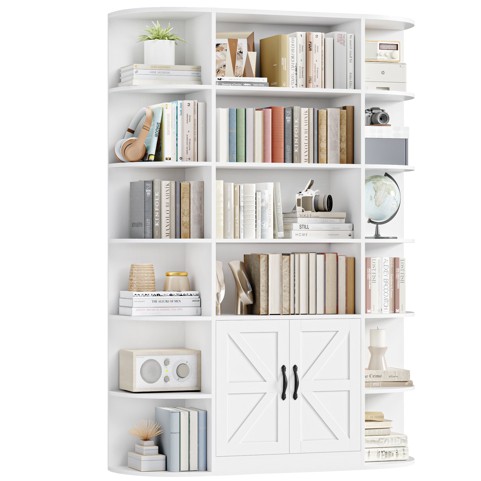 Homfa 74.8Tall Bookcases with Cabinet, Extra Large 6-Tier Wooden Bookshelf for Living Room, Display Bookshelf for Home Office, White