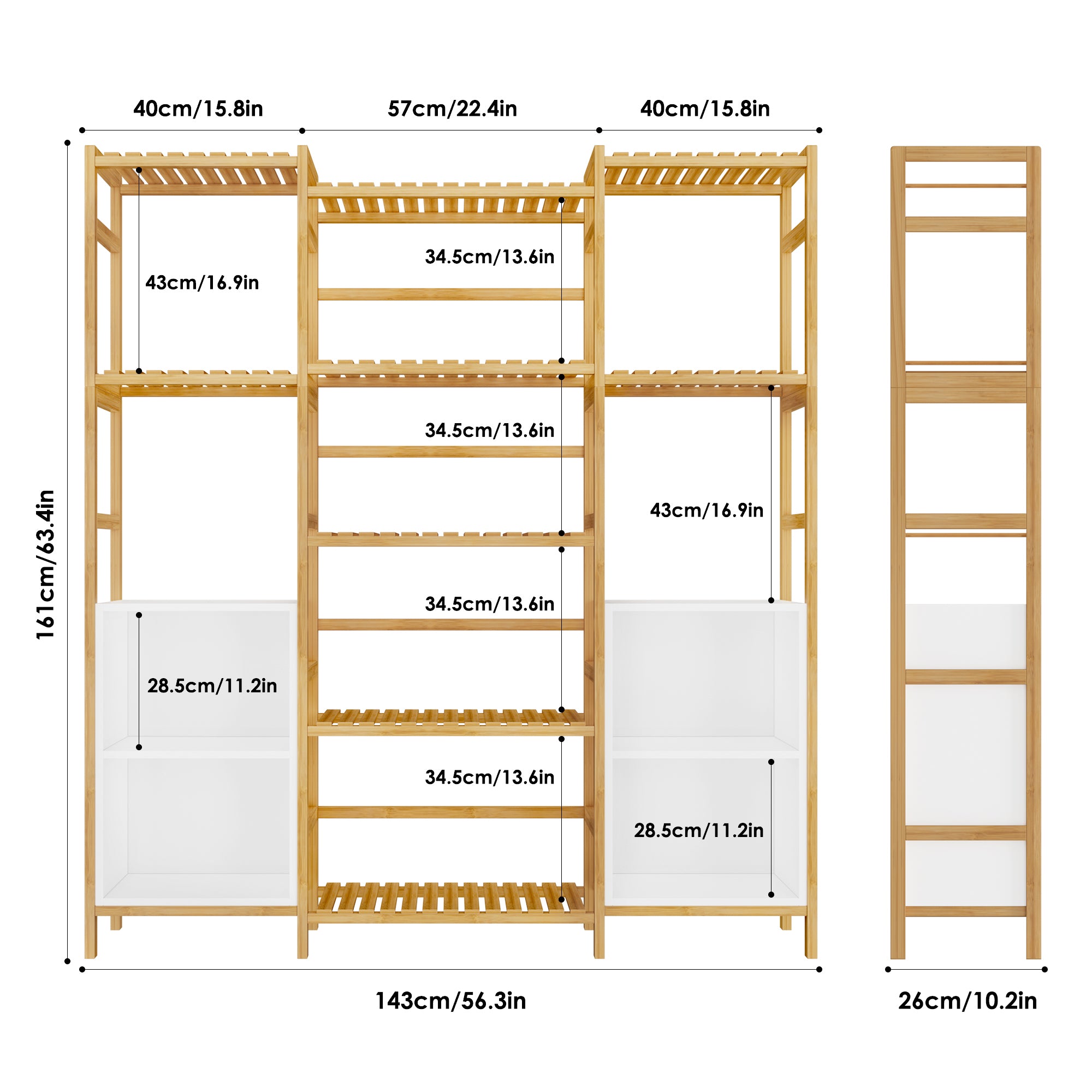 Hiphuta Bamboo 64”H Bookshelf, 9 Tier Bookcase Storage Shelves, Tall Book Rack Shelving Unit, Multipurpose Storage Adjustable Shelves Plant Stand for Home Office Bathroom Kitchen Living Room