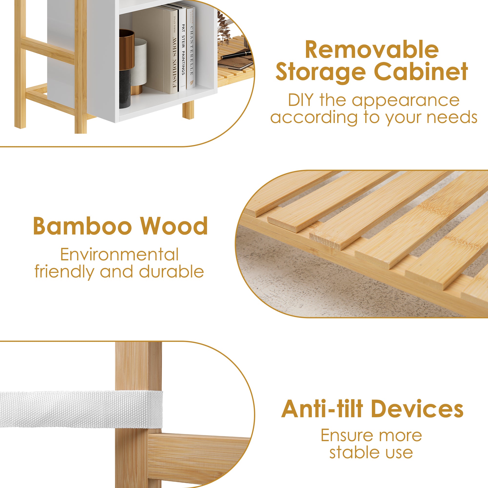 Hiphuta Bamboo 64”H Bookshelf, 9 Tier Bookcase Storage Shelves, Tall Book Rack Shelving Unit, Multipurpose Storage Adjustable Shelves Plant Stand for Home Office Bathroom Kitchen Living Room