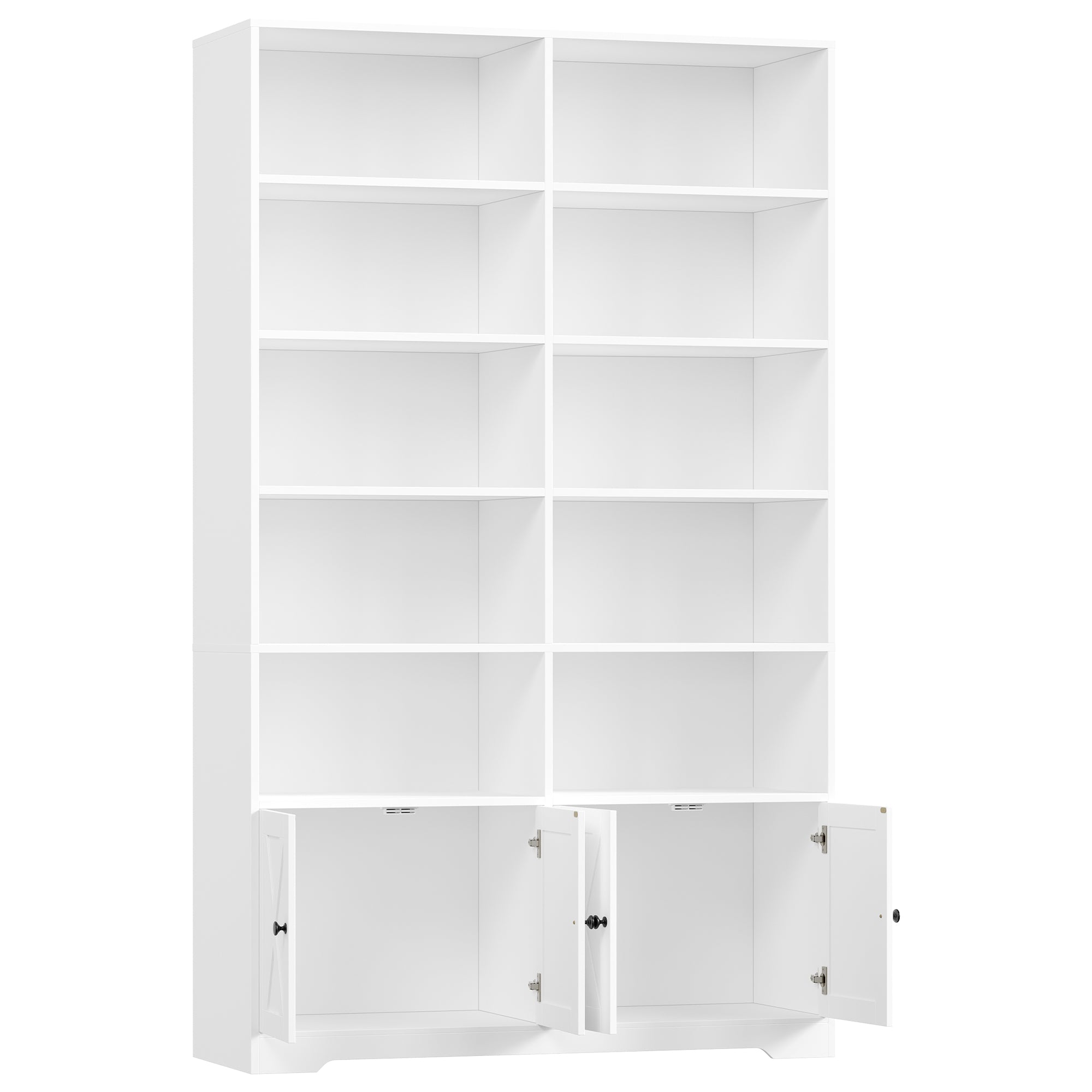 Hiphuta 78"H x 47"W Bookcase with Doors, Tall Bookshelves with Storage, 5-Tier Shelves Freestanding Display Bookcase for Home Office and Living Room, White