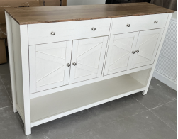 Hiphuta 55" Wide Console Table with 2 Drawers and 2 Double-Door Cabinet, Farmhouse Sideboard White