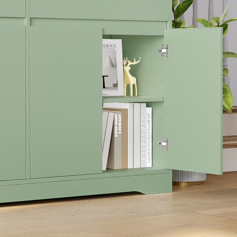 Hiphuta 69"H Modern Bookcases with Doors & Drawers, Large Wooden Display Shelf for Home Office, Wooden Storage Bookshelf for Living Room, Green