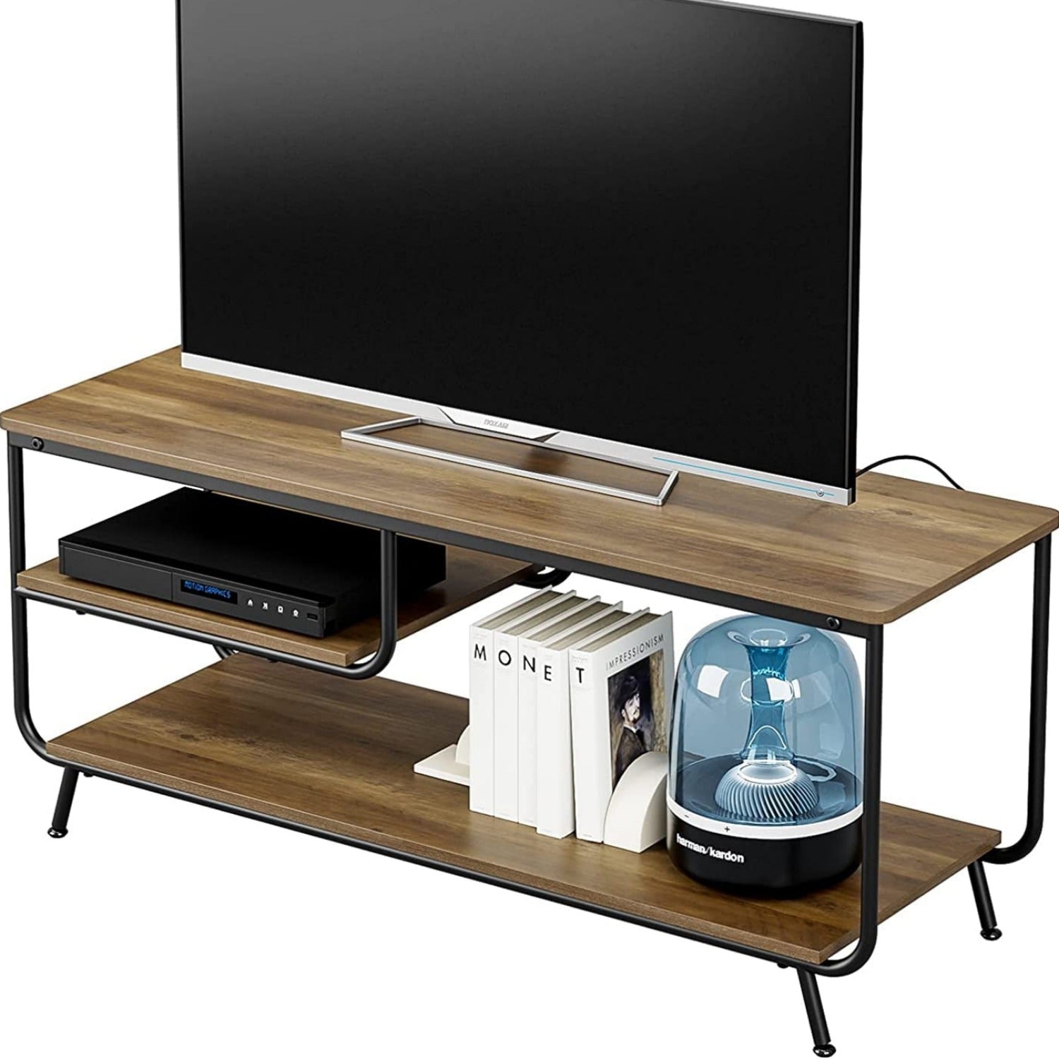 Hiphuta Farmhouse TV Stand for TVs up to 55", Rustic Brown