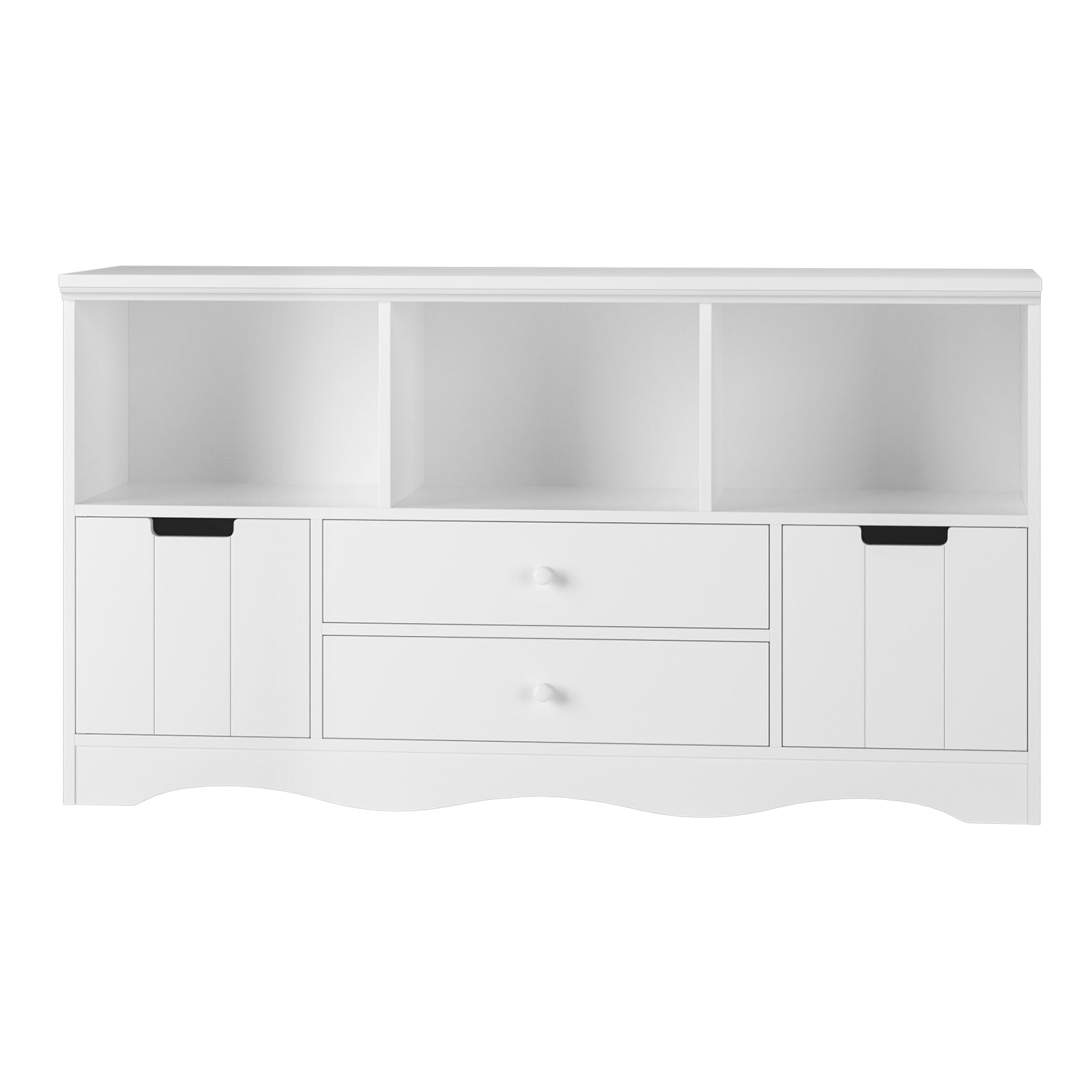 Hiphuta Wood Family TV Stand with 4 Drawers & 3 Cubes Storage for Living Room, White