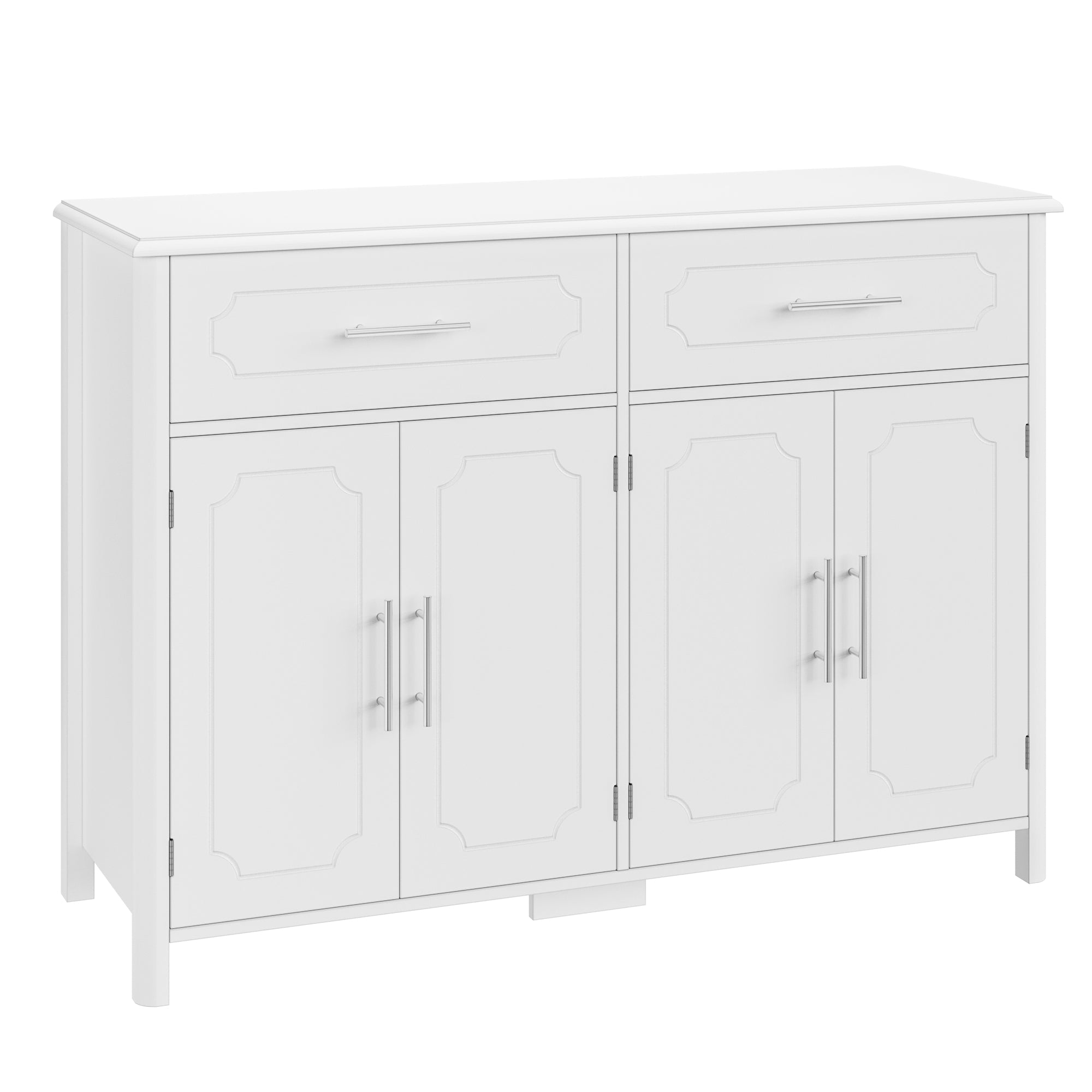 Hiphuta Modern Kitchen Sideboard Buffet Cabinet with 2 Drawers & 4 Doors, White