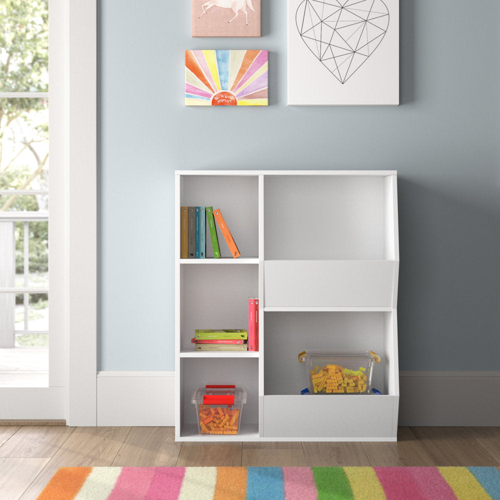 Hiphuta Kid’s Toy Storage Organizer, Wood Toy Organizer of 5 Cubes, Children's Bookcase, White