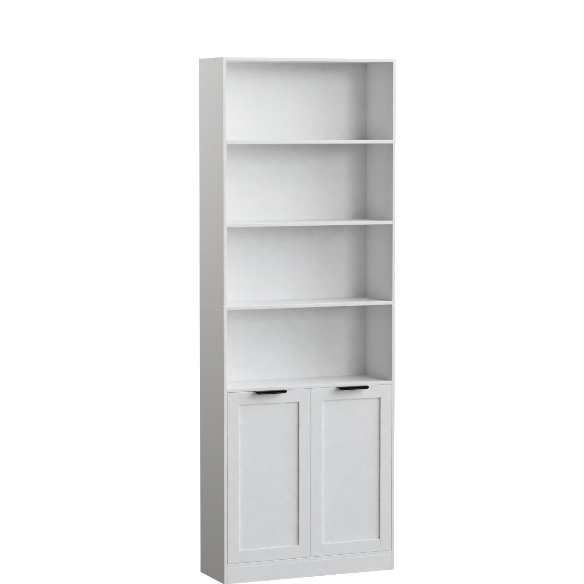 Hiphuta 6 tier Single Row Bookcase, Minimalist Modern Bookcase with 2 Doors, White