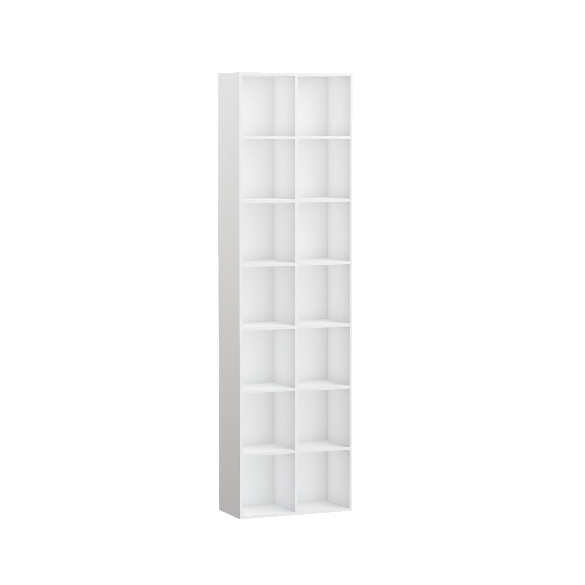 Hiphuta Tall Narrow Bookshelf 14 Tiers, Compact Corner Bookcase, Easy to Match for Living Room, Office, Study, Bedroom, White