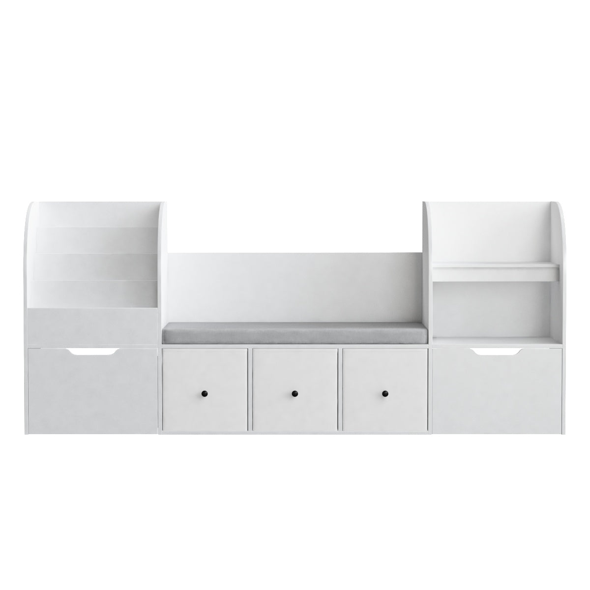 Hiphuta Kid Bookcase with Reading Nook, Wooden Toy Storage Organizer & Book Rack for Kid Room, White