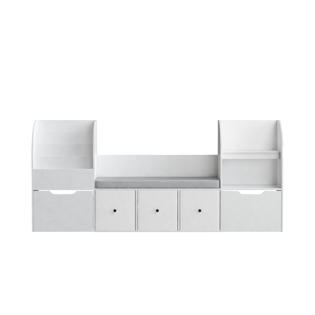 Hiphuta Kid Bookcase with Reading Nook, Wooden Toy Storage Organizer & Book Rack for Kid Room, White