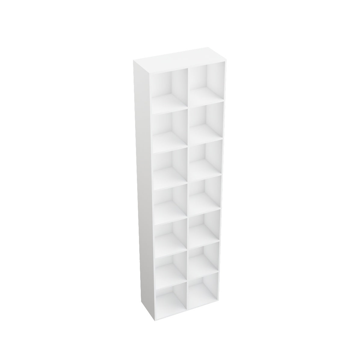 Hiphuta Tall Narrow Bookshelf 14 Tiers, Compact Corner Bookcase, Easy to Match for Living Room, Office, Study, Bedroom, White