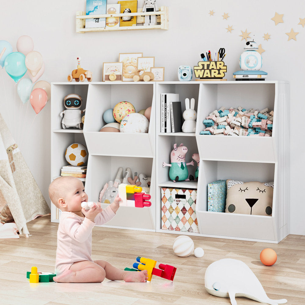 Hiphuta Kid’s Toy Storage Organizer, Wood Toy Organizer of 5 Cubes, Children's Bookcase, White