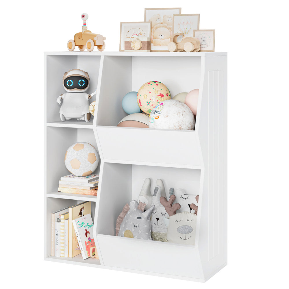 Hiphuta Kid’s Toy Storage Organizer, Wood Toy Organizer of 5 Cubes, Children's Bookcase, White