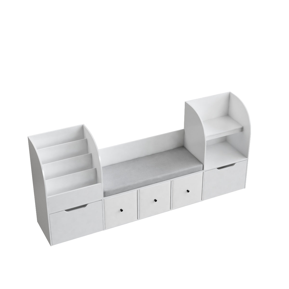 Hiphuta Kid Bookcase with Reading Nook, Wooden Toy Storage Organizer & Book Rack for Kid Room, White