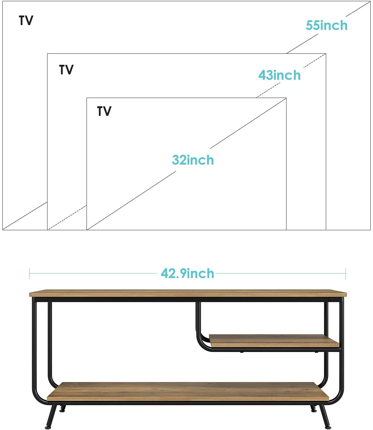 Hiphuta Farmhouse TV Stand for TVs up to 55", Rustic Brown