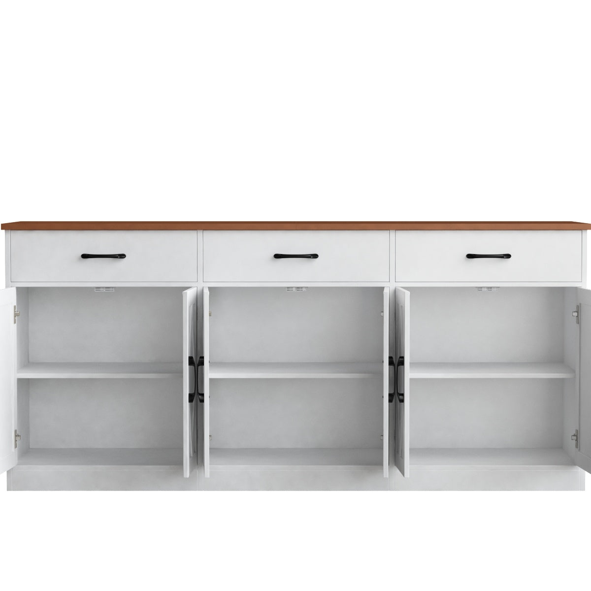 Hiphuta 71"W Large Farmhouse Buffet Cabinet with 6 Doors, Sideboard with 3 Drawers, Coffee Bar for Kitchen Dining Room Living Room, White