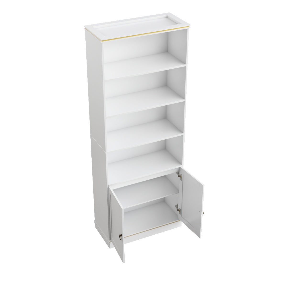 Hiphuta Bookcase with Doors, 73"Tall bookshelves with Storage, 4 Shelves Display Bookcase, 47"W Narrow Bookshelf with 2 Doors for Home Office and Living Room, White