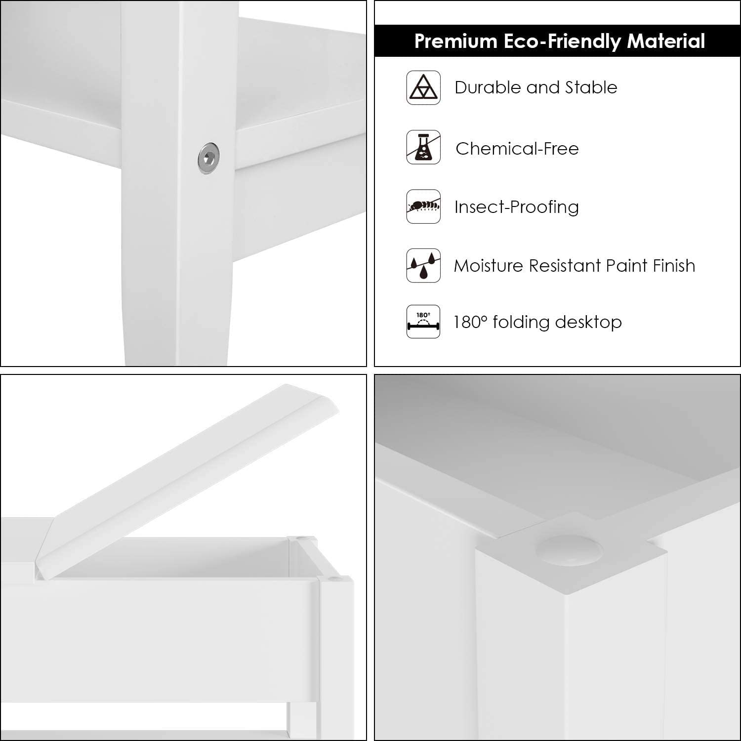 Hiphuta Set of 2 3-Tier End Table, Modern Side Table, 2-Piece Nightstand Set, White