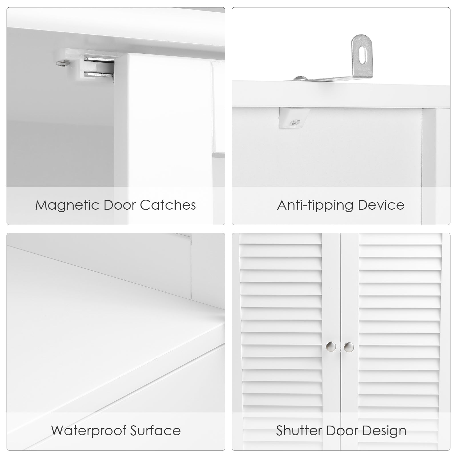 Hiphuta 67"H Bathroom Storage Cabinet with Drawer, 6 Doors Modern Freestanding Cupboard, White