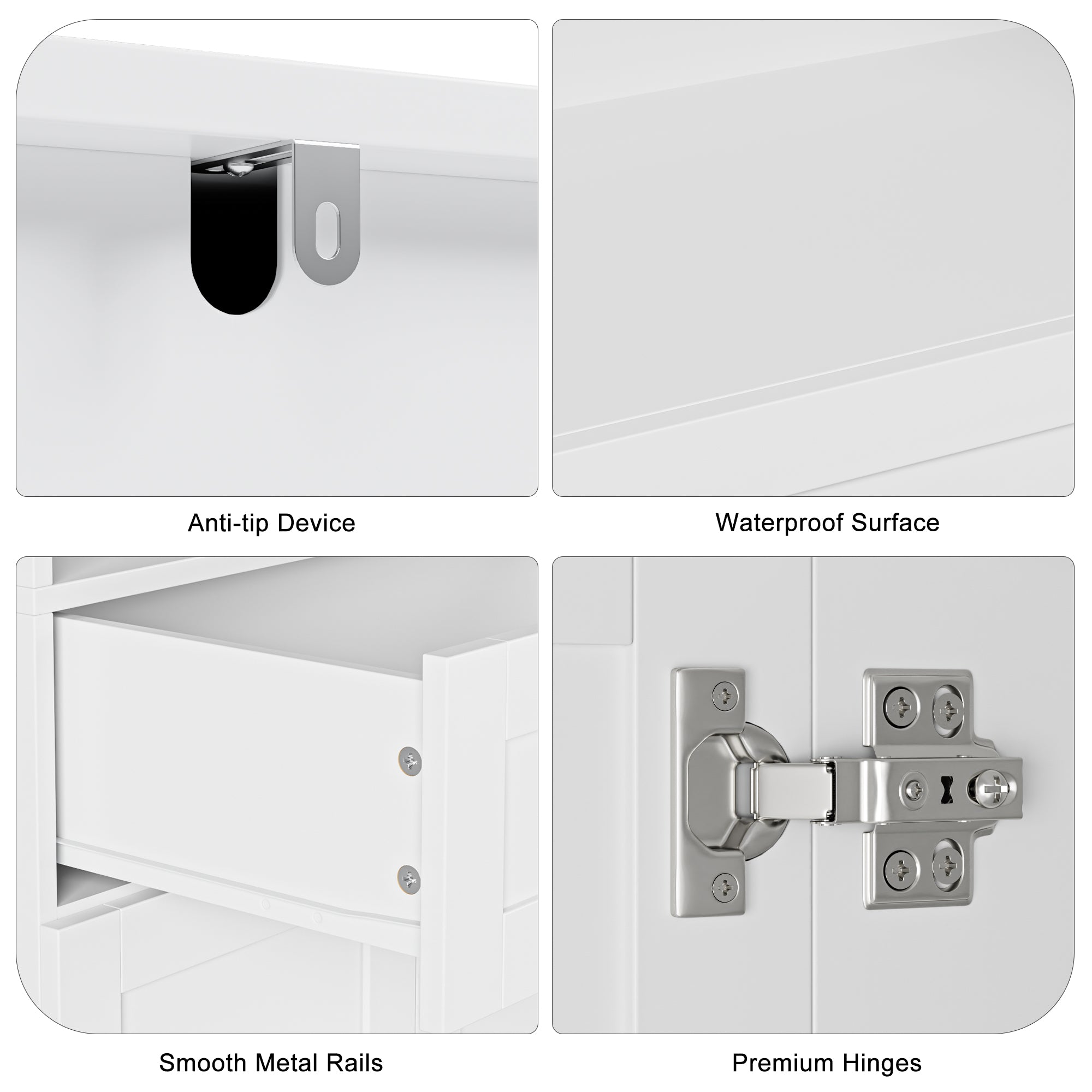 Hiphuta Kitchen Food Pantry Cabinet, 67.5"H Bathroom Storage Cabinet with 1 Drawer & 4 Doors, White