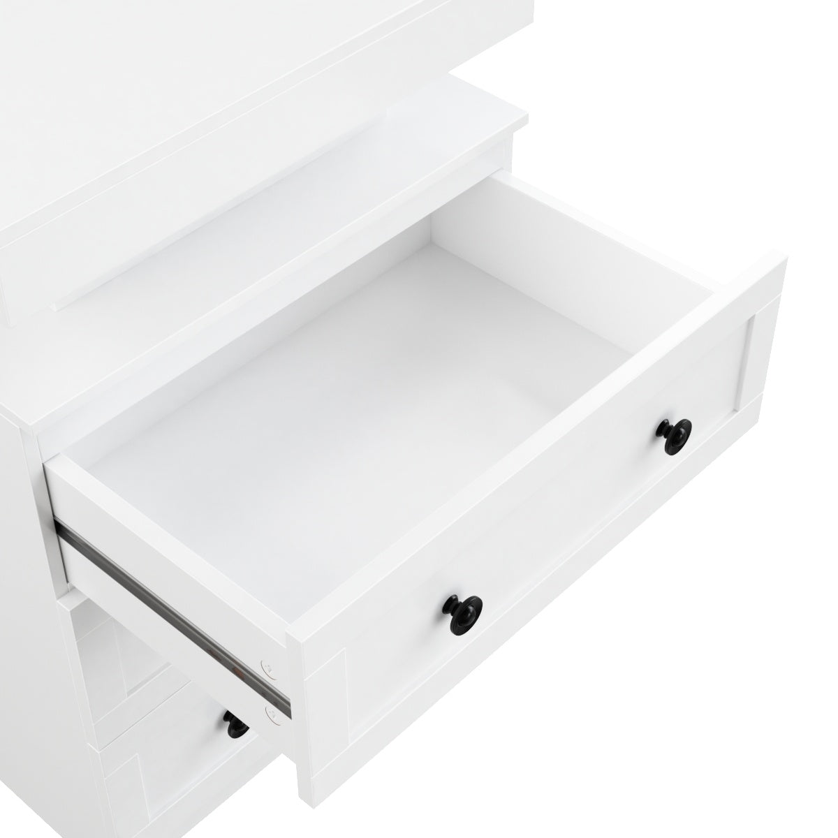 Hiphuta RGB LED 2 Nightstand with 3 Drawers, Sofa Table with Charging Station, White